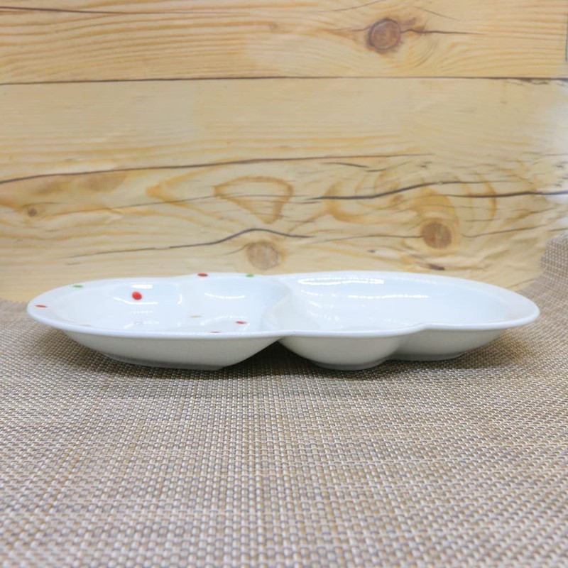 Divider Plate, Arita Ware, Hasamiyaki, Colored Polka Dot Heart Partition