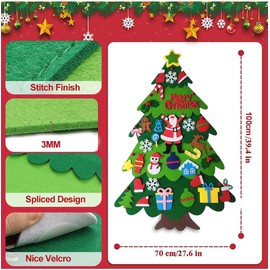 Felt Christmas Tree, Felt Christmas Tree Decoration, DIY Velcro Felt Christmas Tree Set with 32 Pieces Christmas Decoration, Felt Christmas Tree Gifts for Children