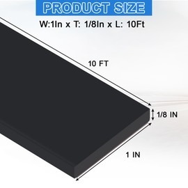 ToLanbbt Adhesive Neoprene Rubber Sheet - 1/8 in Thick x 1 in Wide x 10 Ft Long Neoprene Rubber Strips Rolls for DIY Gaskets, Pads, Seals, Crafts, Flooring, Cushioning of Anti-Vibration, Anti-Slip