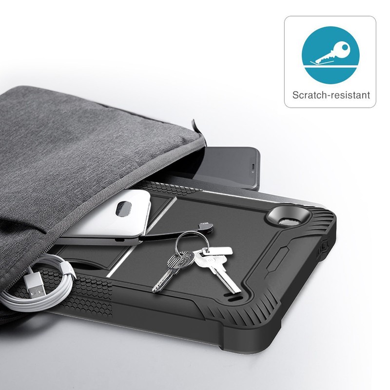 Tablet Case Black Silicone Precise Cutouts Shock Absorbent Stable Kickstand