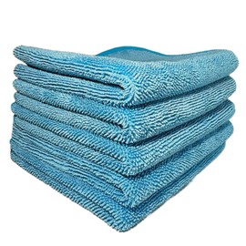 THE HOUSE OF RAGS- Diva Glass Towels, 16x16 inches, Dual-Sided for Microfiber Detailing, Premium Korean Quality, Lint-Free, Streak-Free, Window & Glass Cleaning, 400 GSM, (5 Pack)