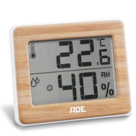 ADE Digitales Thermometer und Hygrometer für innen | Luftfeuchtigkeitsmesser | Bambus