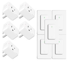 Remote Control Outlet,Greencycle 5PK Wireless Remote Control Outlet Plug,On/Off Light Switch Wall Mounted,500ft Range,15A 1500W Wireless Outlets for Household Appliances,No Wiring,White