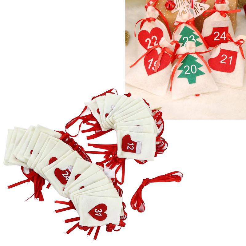 Christmas Advent Calendar Bags 31 Days Hanging Countdown Felt Gift