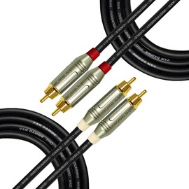 WORLDS BEST CABLES 1.5 Meter RCA Cable Pair - Van Damme Pro Grade Classic XKE Instrument (Jet Black), Audio Interconnect Cable with Amphenol ACPR Die-Cast, Gold Plated RCA Connectors