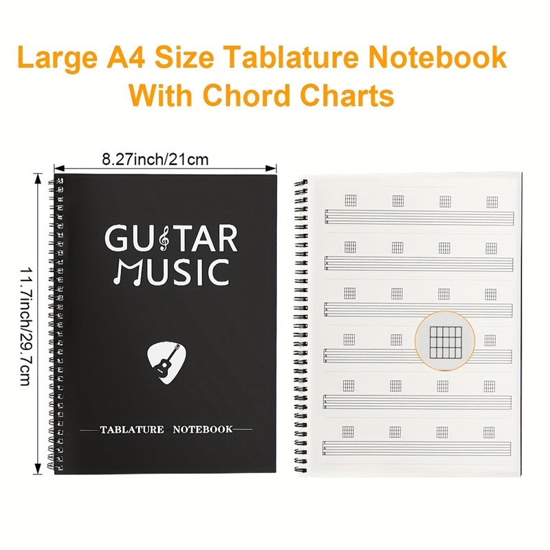 HETOETF Guitar Tablature Notebook, Blank Sheet Music Notebook, 100 Pages