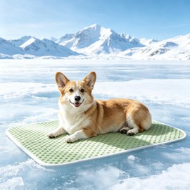 GOLOPET Dog Cooling Mat - Q-MAX>0.4 Slim Breathable Pet Crate Pad Crafted with Chill Cool Fiber for Instant Cooling, Washable Portable Kennel Mat for Indoor & Outdoor Summer Usage, 20"x 27", Green