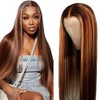 AiPliantfis Straight Human Hair Wig Brown Echthaar Perücke Damen 4X1