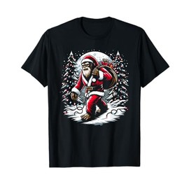 Bigfoot Santa Claus Costume Christmas Tree Xmas Lights Gifts T-Shirt