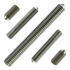 M6 x 7 mm (Pack of 10) Grub Screws - Stainless Steel VA A2 V2A - Grub Screw with Hexagon Socket and Tip - DIN 914 - ISO 4027 AGBERG