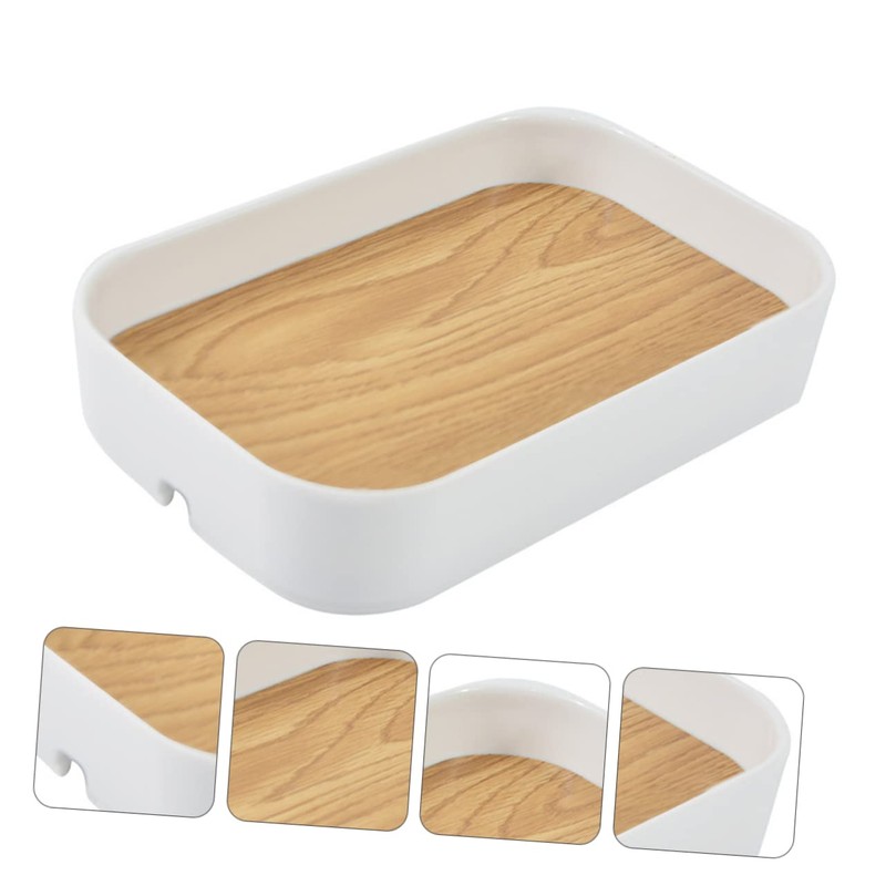 TEHAUX 1pc Wood Grain Desktop Storage Box Multi-Functional Organizer for
