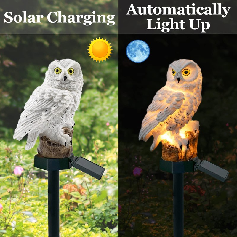 DOUBLE 2 C Solar Garden Light Outdoor, Owl Solar Garden