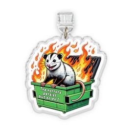 The Horrors Persist But So Do I Kindle Charms, Dust Plug Charm, Accessories Kindle 1.5 Inches Funny Opossum Dumpster Fire Animal Cute, Lightning/Type C Acrylic Material, Accessories for E-Reader