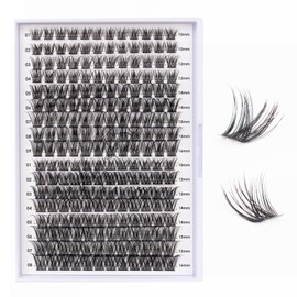 Lash Clusters 204 Pcs Individual Lashes Clusters Eyelash Extensions False Eyelashes DIY Wispy Fluffy Lash Extension Kit Reusable False Eyelashes Natural Look Mix 10-16mm C D Curl(DM01+DM17)