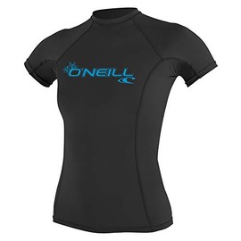 O'Neill Wetsuits Women's Wms Basic Skins Short Sleeve Rash Guard O'Neill UV Sun Protection Set-Black, Medium, M