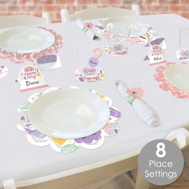 Big Dot of Happiness Pajama Slumber Party - Girls Sleepover Birthday Party Paper Charger and Table Decorations - Chargerific Kit - Place Setting for 8