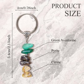 BONNY BOXX Crystal Keychain for Success, Natural Pyrite, Citrine & Aventurine Stones for Wealth Attraction, Abundance, Manifestation & Good Luck, Motivational Gift