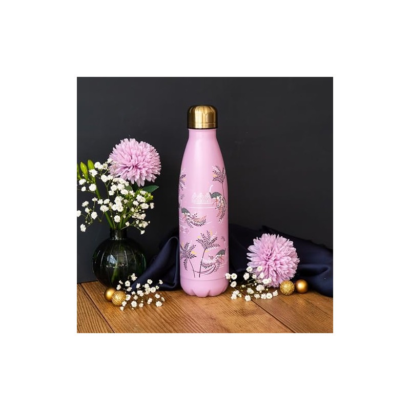 Sara Miller Savannah Pink Stainless Steel Water Bottle, height 26.5cm