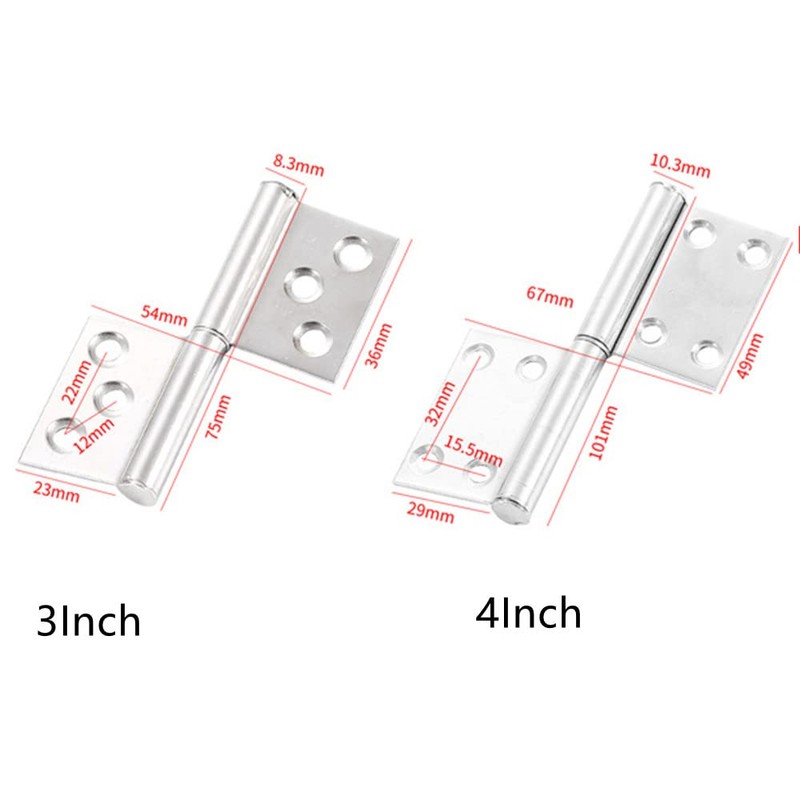 2PCS 4 Inch Stainless Steel Flag Hinge Folding Hinges Left