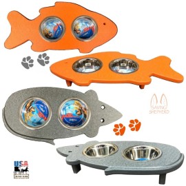 Saving Shepherd Cat Feeder MOUSE or FISH Raised 100% Recycled Polywood Stand Amish Handmade USA  - Fish