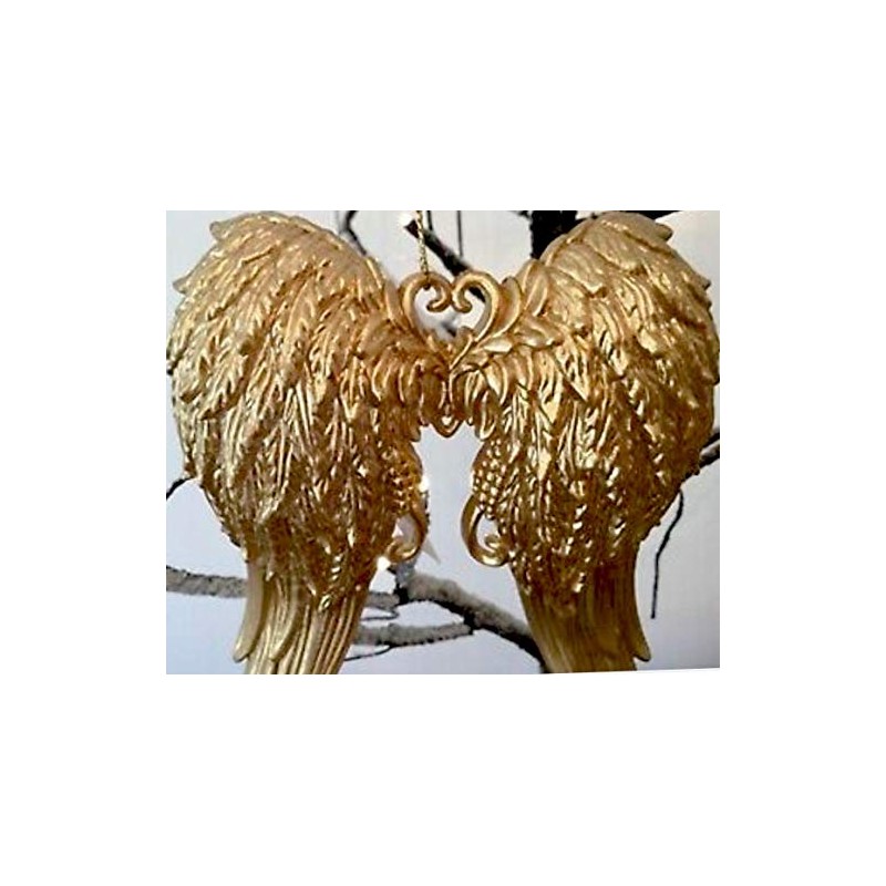 Gisela Graham Antique Gold Angel Wings Hanging Christmas Decoration
