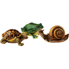 BWG Garden Ornaments/Figurines - Life Like Snail Frog Tortoise (Set of 3)
