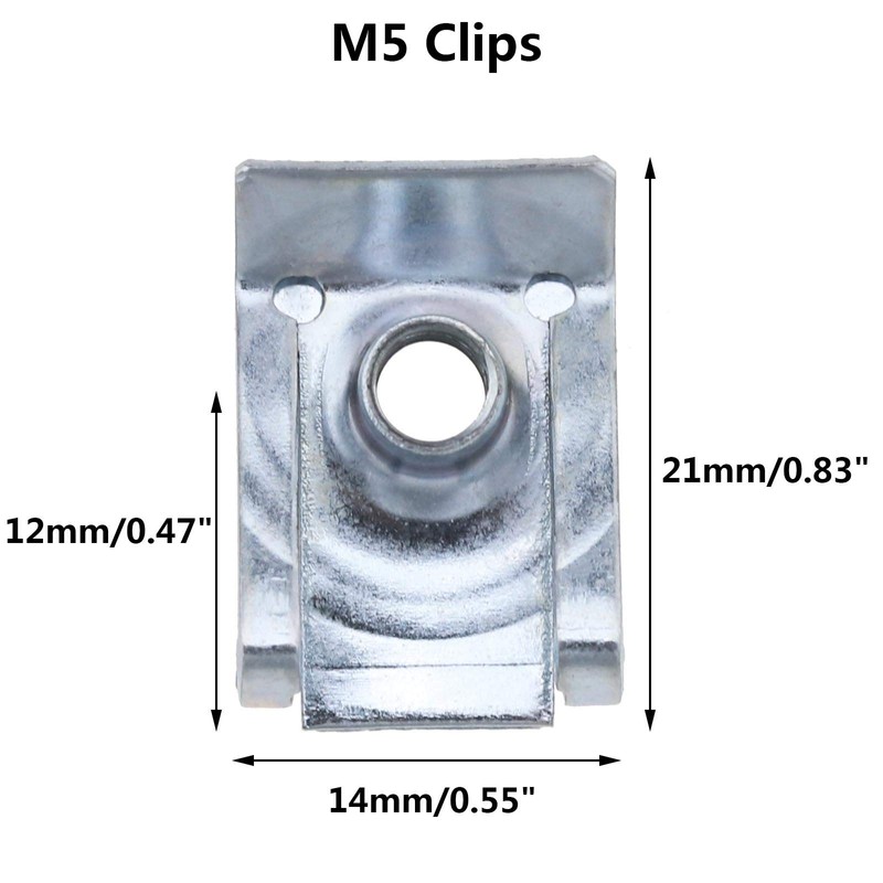 YINETTECH 80Pcs Thread Clip Nut Set, U-Shaped Nut M4 M5