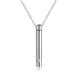 Norya Urn Necklace Bar Pendant Memorial Jewelry - Ashes Keepsake Exquisite Cremation Jewelry(Black), Stainless Steel