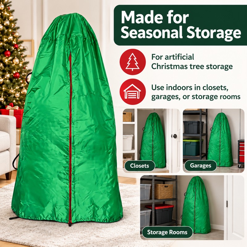 Upright Christmas Tree Storage Bag, Adjustable Oxford Fabric Dust Cover