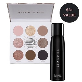 Morphe Exclusive Morphe Rich and Foiled Eyeshadow Palette with Continuous Setting Mist Bundle - Combined Variations: Going Platinum + Mist
