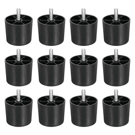uxcell 12 Pcs M10 x 2 x 2.4 Inch Furniture Legs, Plastic Sofa Couch Legs Tapered Replacement Legs Tapered Feet for Chair Sofa Dresser Cabinets Bed, Black
