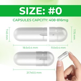 AngtaiJN Empty Vegan Capsules Size 0 Clear Empty Capsules for Filling with 2 Micro Spoons, DIY Empty Capsules 0 Compatible with Capsule Filler Size 0, Pack of 1000