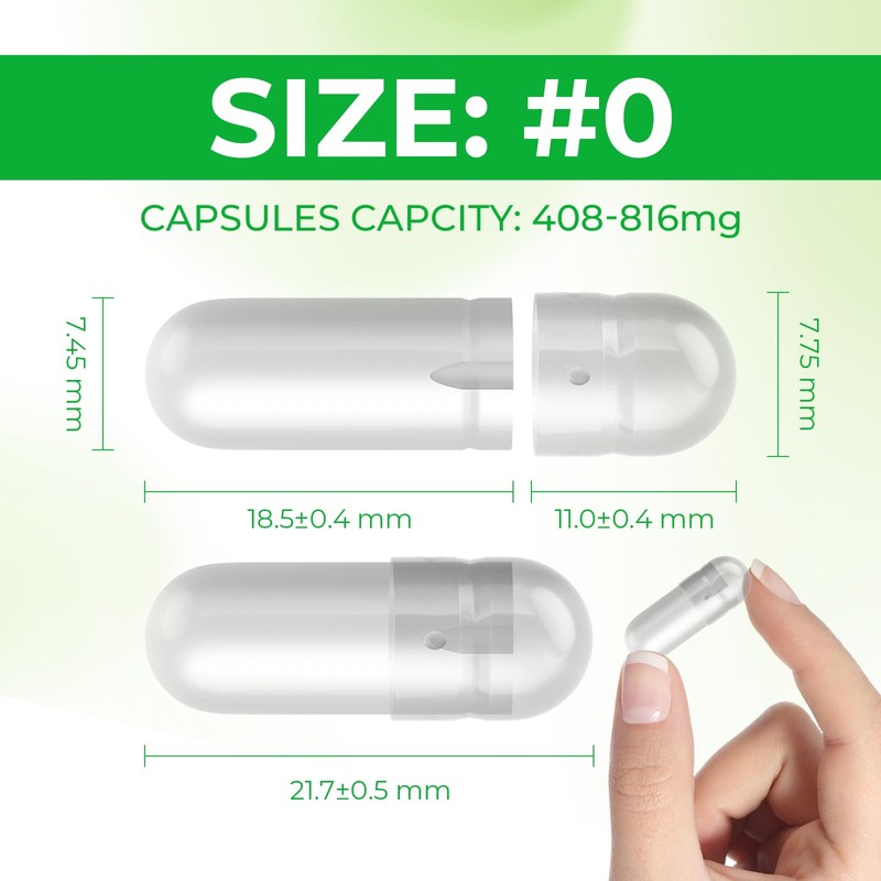 AngtaiJN Empty Vegan Capsules Size 0 Clear Empty Capsules for