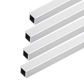 DMiotech Pack of 4 (12 mm x 12 mm x 1 mm) 6063 Aluminium Square Tube, 300 mm Length, Industrial Metal Tube for Machine Frame Building, DIY Projects