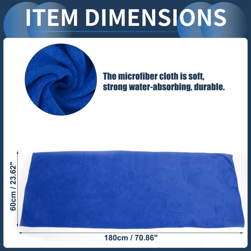 INFINAUTO Cleaning Cloths Towel,Car Drying Plush Cloth Absorbent Microfiber Blue,1pcs