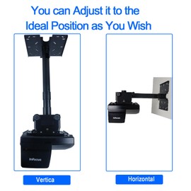 FlowFluid Universal Projector Wall Hanger for Meeting Rooms,Telescopic Arm Mount Projector Holder Black for Home Office Movie Theater Stage,Adjustable Height 50kg Load Capacity HT30-BLK