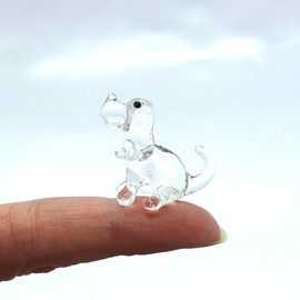 Sansukjai Rare Beagle Sit Micro Tiny Figurines Hand Blown Glass Art Animals Collectible Dog-Lover Gift Home Decor
