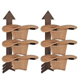Cowboy Hat Organizer Rack,Wooden Western Rustic Metal Cowboy Hat Hanger For Storage And Organization,Cowboy Hat Holder Wall Mount Holds up to 3 Hats(2-set)