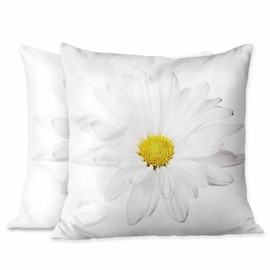 Beabes Throw Pillow Covers Beautiful White Daisy Bloom Flower 18X18 Inch Set of 2 Super Soft Pillow Covers Decorative for Couch Bedroom Living