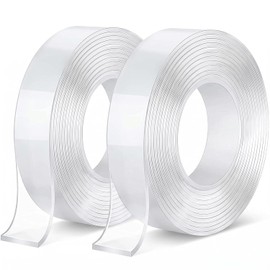 Cinta Doble Cara Extrafuerte,2 Rollo 5Mx3CMx2MM Nano Tape Extrafuerte Reutilizable y Impermeable,cinta 3M doble cara,Tape Doble Cara Transparente para Pared,Cocina,Baño,Manualidades,Fijación de Fotos
