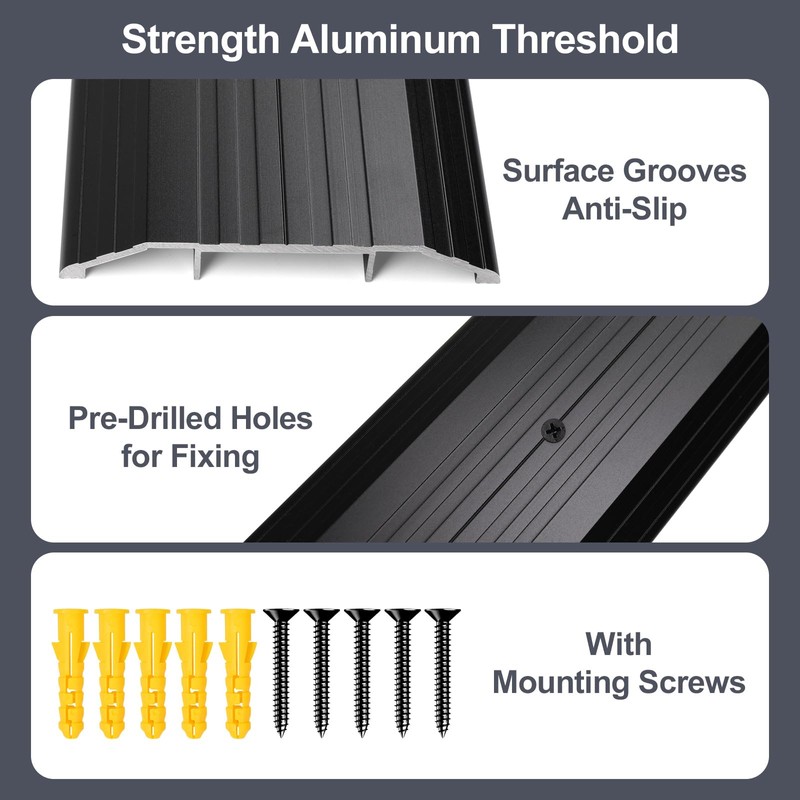Orechic 4″Wide Sturdy Thicken Aluminum Threshold Strip, Stylish Floor Transition