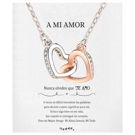 Collar de Corazón para Mujer con Zirconia Cúbica, Elegante Originales Joyeria Accesorios para Mujer, Ideas Regalos para San Valentín, Mamá Cumpleaños, Aniversario de Bodas, Día de la Madre