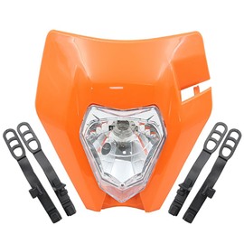 NZGZJYN Motorcycle Head Light Lamp for KTM 125 150 250 300 350 450 500 EXC XCW EXC-F 2017 2018 Orange Off Road Headlight Mask