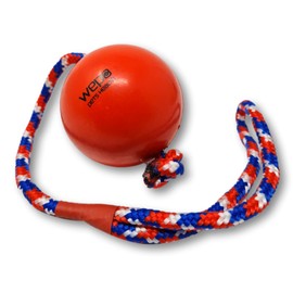 WEPO Hundespielzeug Ball mit Seil Rot Ø 8cm - Wurfspielzeug für Hunde - Dog Toys - Ziehspielzeug Hund - Gummiball Hund zum Trainieren & Apportieren - Für große, mittelgroße Hunde