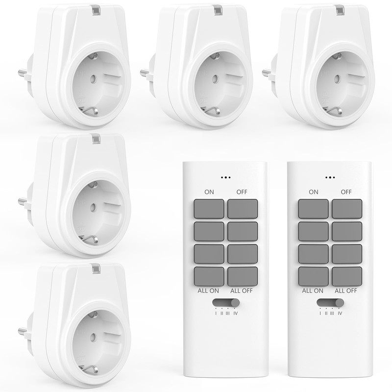 12 Channel Radio-Controlled Socket Set, Consisting of 5 x Sockets