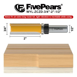 FivePears Pattern Flush Trim Router Bit 1/2 Inch Shank, 3/4 Inch Cutting Diameter, 2 Inch Cutting Length, Top Bearing Flush Straight Cut Trim Router Bit for Woodworking