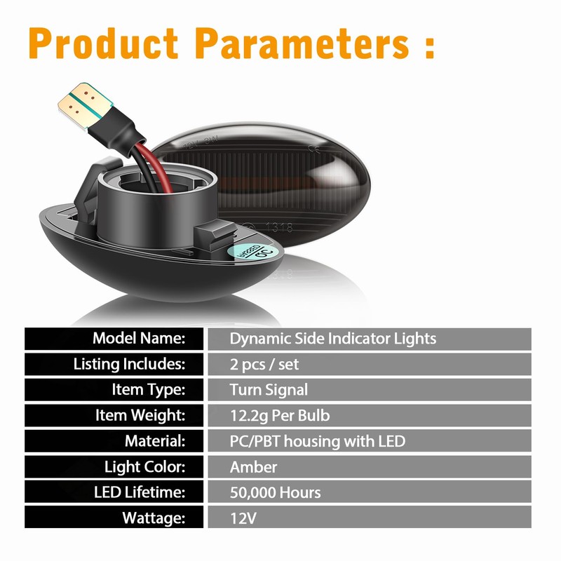 TECTICO Side Indicator Side Marker Light Indicator Canbus Compatible with