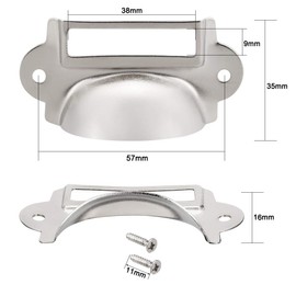 Sourcingmap Label Holder Pull Handles, Vintage Carbon Steel Label Frame Drawer Knobs for Cabinet Cupboard, Silvery 69x35mm Pack of 25 w Screws