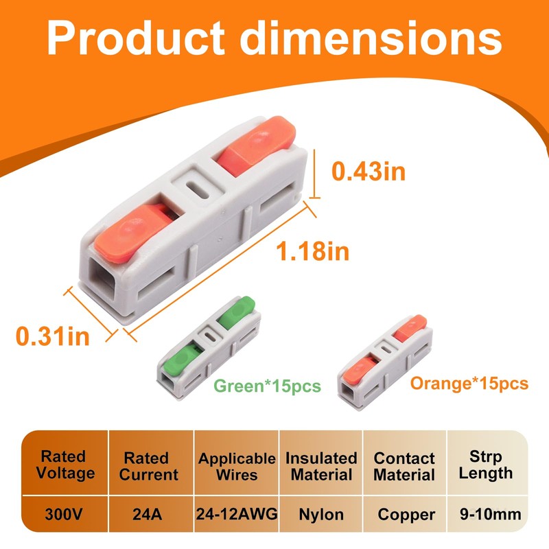 Tanbupu 30PCS Lever Wire Connectors, Mini Quick Connectors Electrical Splicing