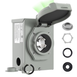 Pre-Drilling 30 Amp Generator Inlet Box RVMATE, NEMA L14-30P Power Inlet Box for 4 Prong Generator Cord, 125/250V,3750/7500W 30a Power Inlet Box, ETL Listed, Waterproof for Outdoor Use